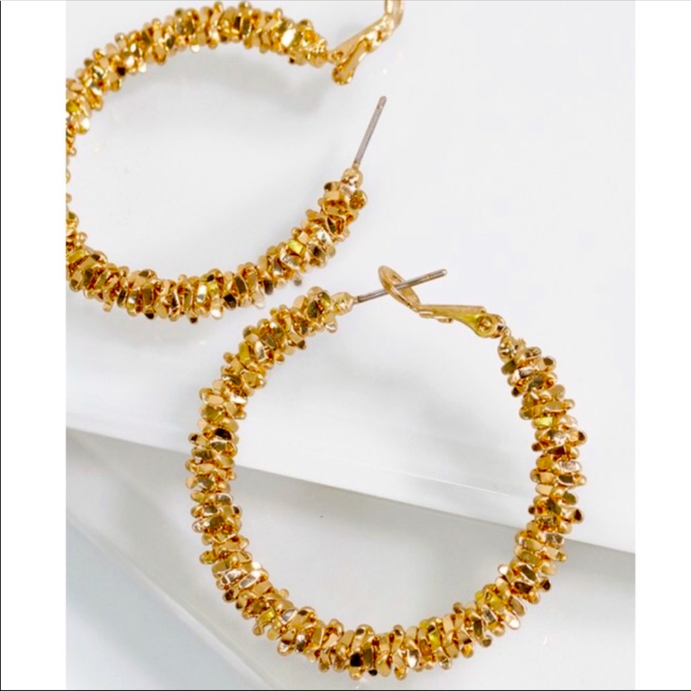 2 For $15 Textured Metal Hoop Earrings